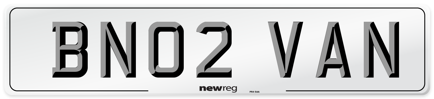 BN02 VAN Number Plate from New Reg